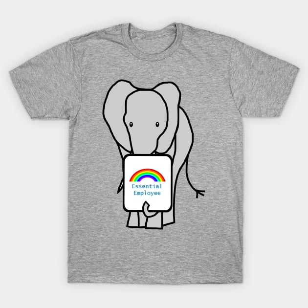 Elephant with Essential Employee Rainbow T-Shirt by ellenhenryart